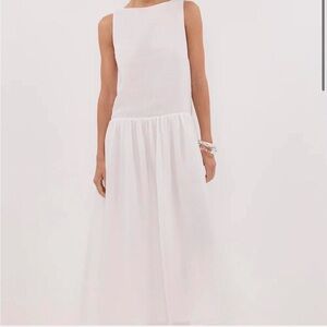 DISSH White Sleeveless Maxi Dress with Drop-Waist Skirt